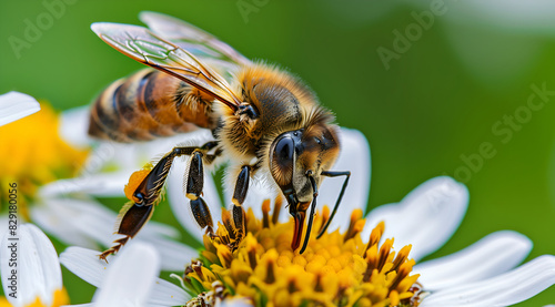 Wallpaper Mural bee on flower,  honey bee on the center flower petal Torontodigital.ca