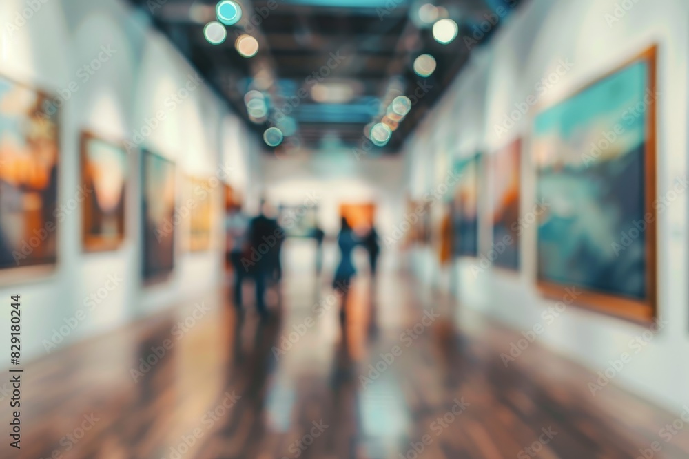 Blurry background of art gallery or museum Blurry background of art gallery or museum
