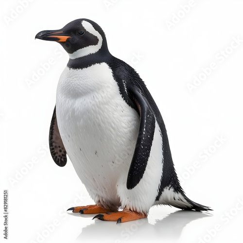 King penguin standing in front of a white background