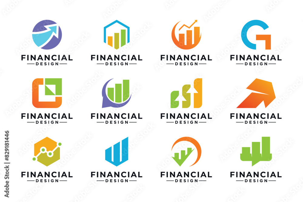 Set of financial logo design. marketing chart logo. Set of financial logo design. marketing chart logo.