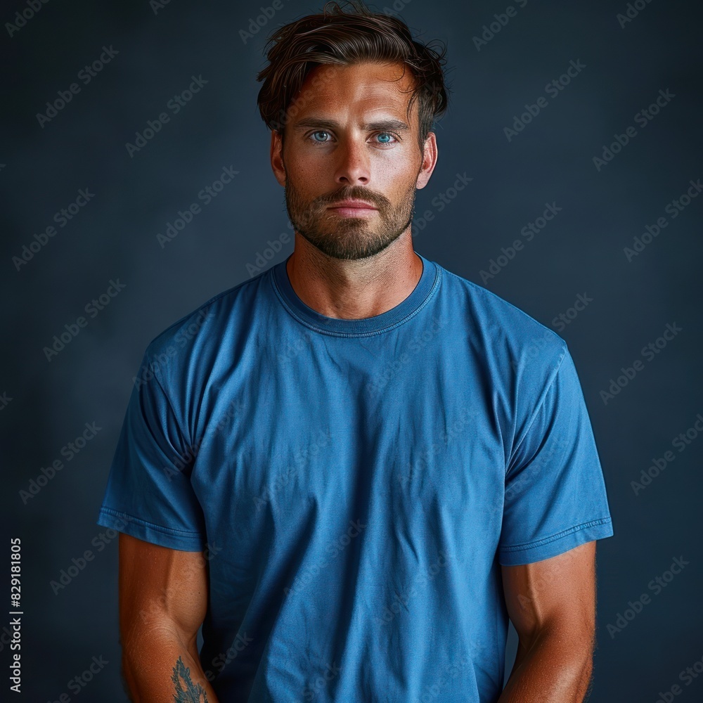 Photo of a man wearing a tshirt with space for the design Photo of a man wearing a tshirt with space for the design