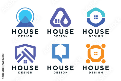 Set of modern House logo design. Real estate, property logo