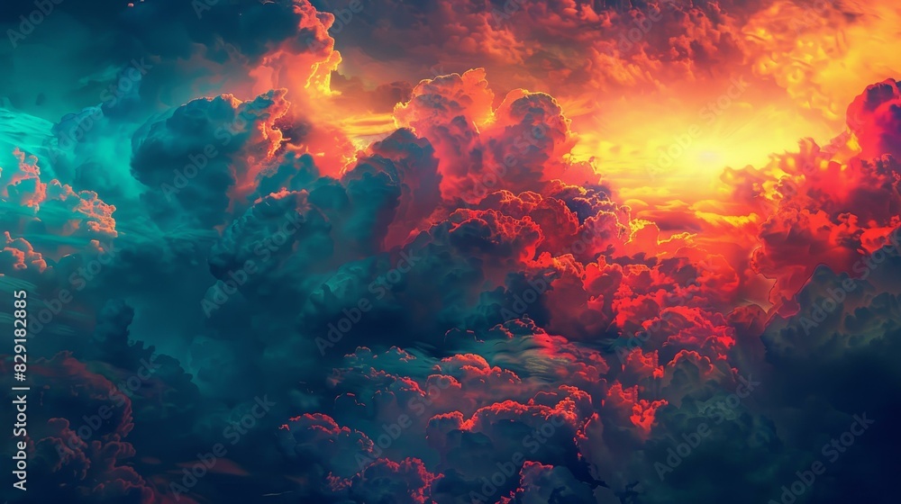 Breathtaking sunset floods the sky with vivid, dramatic hues.