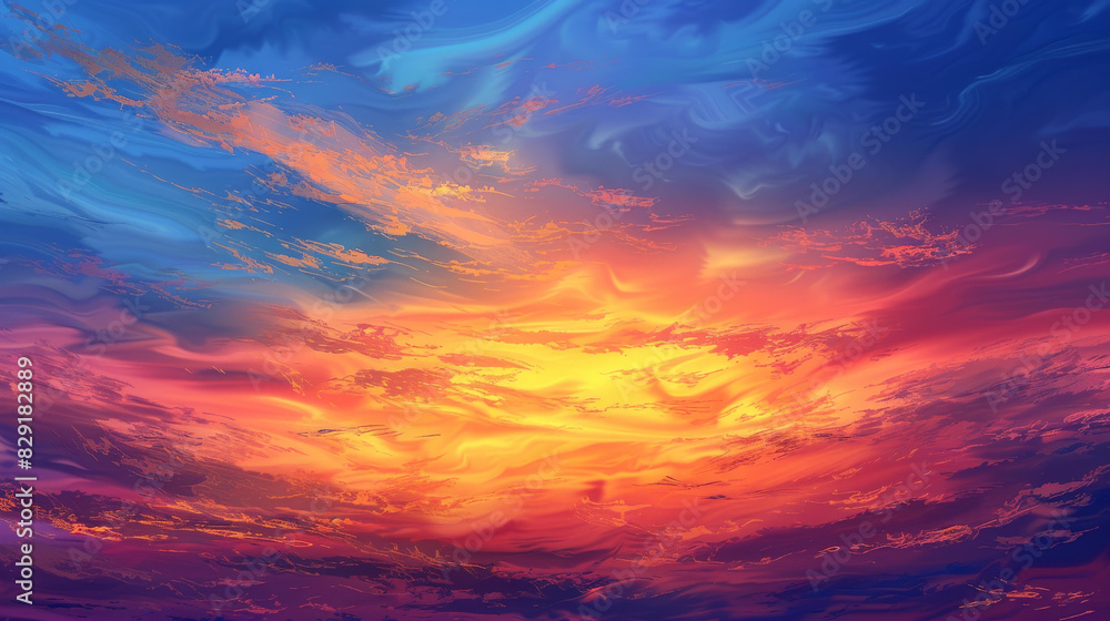 Obraz premium Breathtaking sunset floods the sky with vivid, dramatic hues.