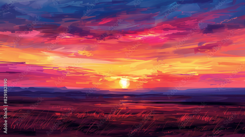 Breathtaking sunset floods the sky with vivid, dramatic hues. Breathtaking sunset floods the sky with vivid, dramatic hues.