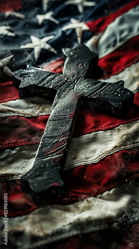 American flag with a Christian cross
