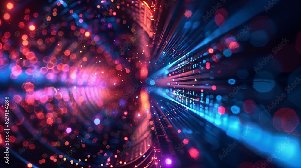 Vibrant Abstract Digital Art: Futuristic Neon Lights and Cyber Data ...