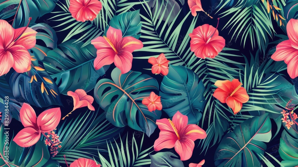 Trendy tropical seamless design for textiles and fabrics Trendy tropical seamless design for textiles and fabrics