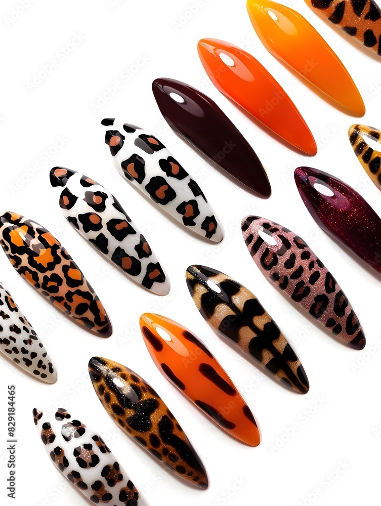 Animal Print Nail Designs on White Background Animal Print Nail Designs on White Background