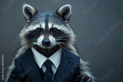 Elegant Raccoon in Suit Posing with Style photo