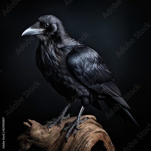 crow bird isolated on a black background 