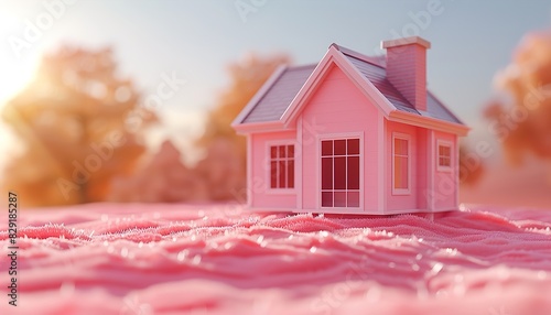 3d rendering house icon toon style  photo