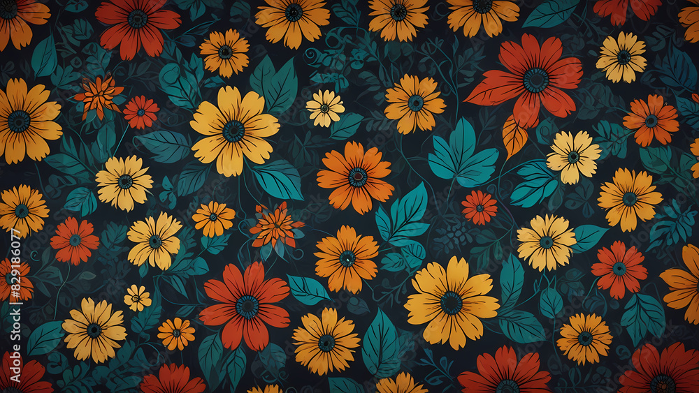 Flower Retro Pattern Background Flower Retro Pattern Background