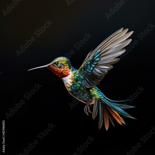 humming bird isolated on a black background