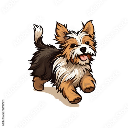 illustration of a biewer terrier dog race on a white background