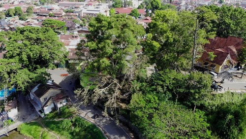 Aerial video of a beautiful morning view in the city of Takengon, Aceh photo