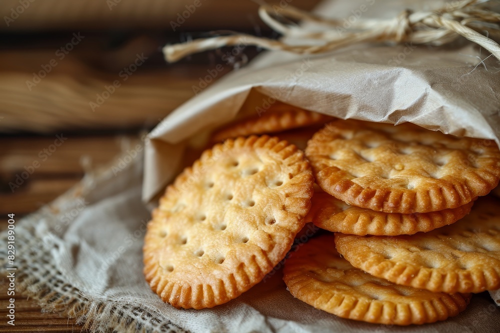 Dry crackers on a wooden background perfect for all ages Closeup shot Dry crackers on a wooden background perfect for all ages Closeup shot