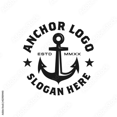 vintage nautical anchor logo design