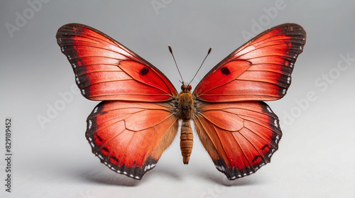 red and white butterflyon white background photo