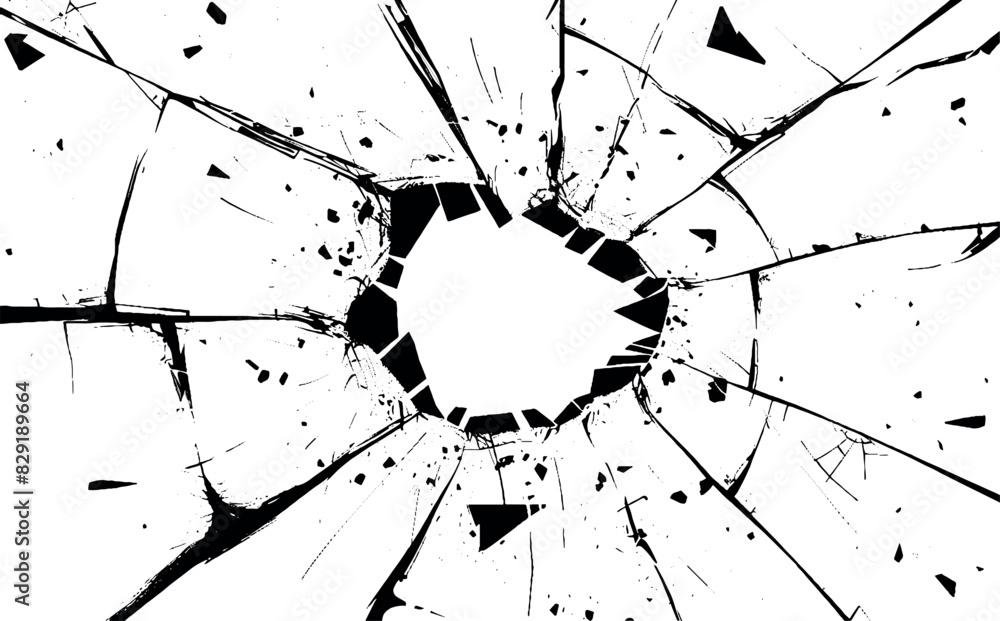 Surface of broken glass texture. Sketch shattered or crushed glass