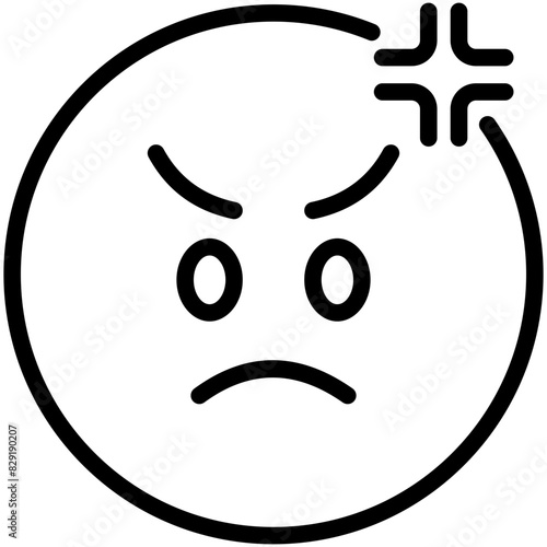 angry line icon