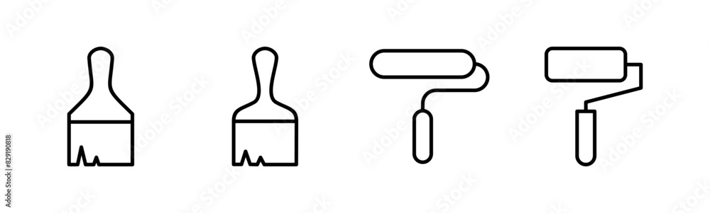 Paint icon set. paint brush icon vector. paint roller icon vector Paint icon set. paint brush icon vector. paint roller icon vector