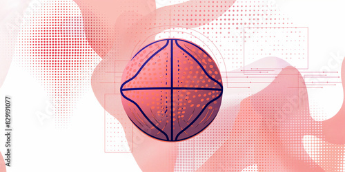 Geometric Basketball Design with Halftone Pattern