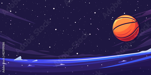 Basketball Floating in Ocean with Stars