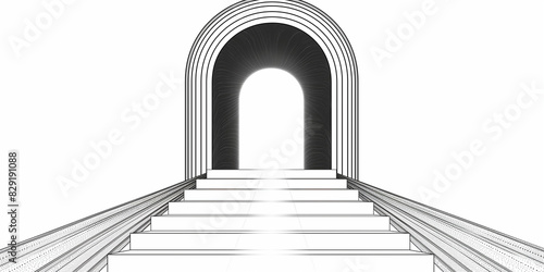 Intricate Line Art of Archway with Light