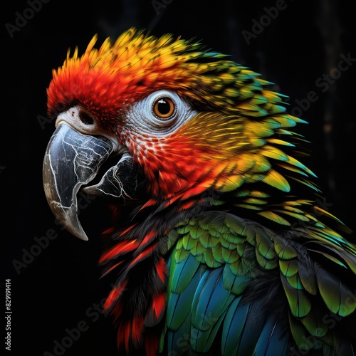 parrot isolated on a black background  
