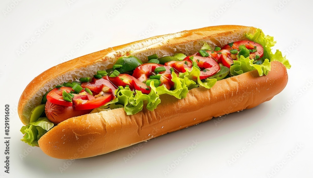 Hotdog against a white backdrop Hotdog against a white backdrop