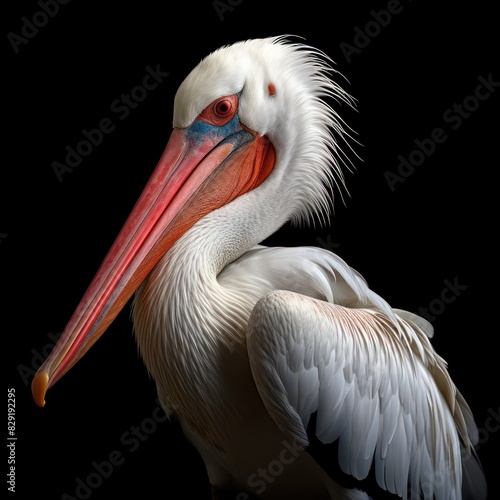 pelican bird isolated on a black background 