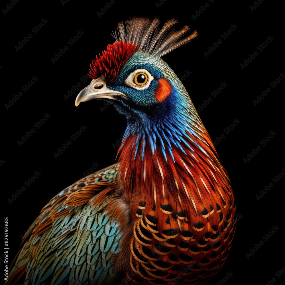 pheasant isolated on a black background 
