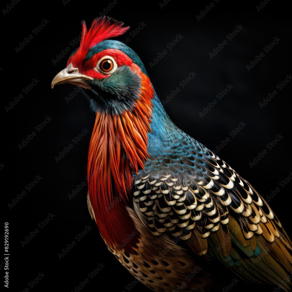 pheasant isolated on a black background 
