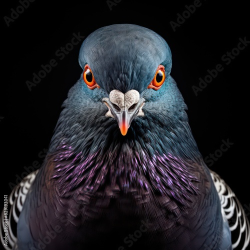 pigeon bird on a black background 