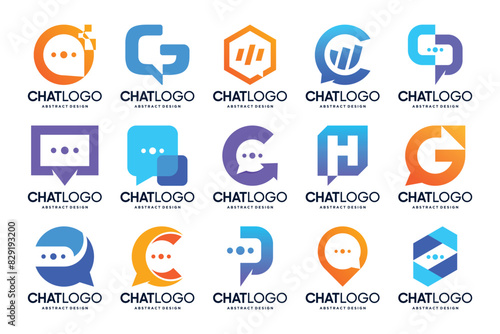Unique chat logo design. Business consult logo with creative shape