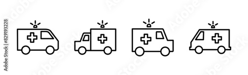 Ambulance icon set. ambulance truck icon vector. ambulance car
