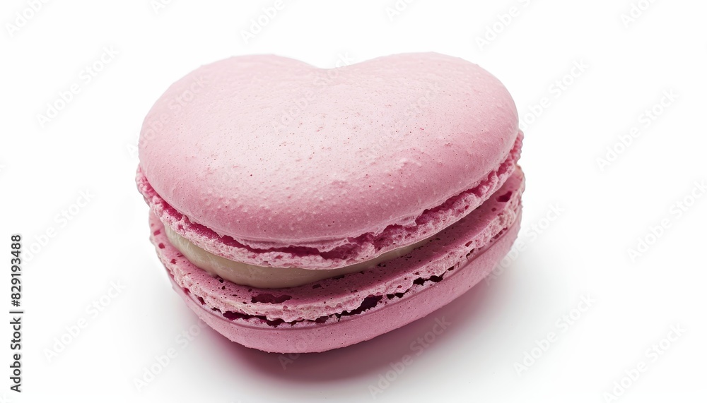 Isolated white heart shaped macaroon Isolated white heart shaped macaroon