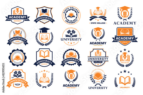 University school academy emblem logo design collection