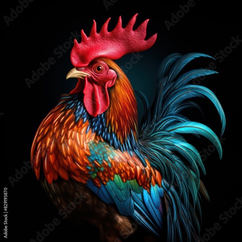 rooster isolated on a black background © marco