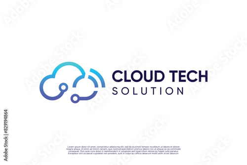 Creative cloud network logo design. Cloud solution logo.