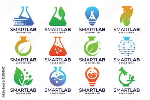 lab research logo design collection. Science logo inspiration