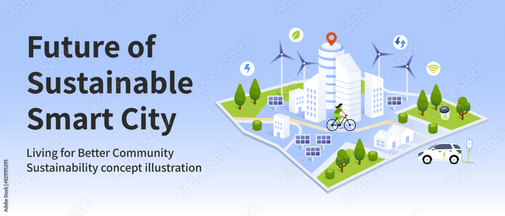Naklejka premium Future of Sustainable Smart City Banner