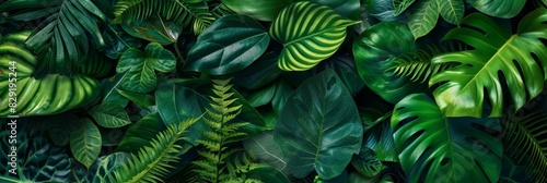 Wallpaper Mural Tropical greenery with vibrant foliage and diverse botanical richness. This captivating image showcases the beauty of a dense tropical forest, offering stunning shades of green. Torontodigital.ca