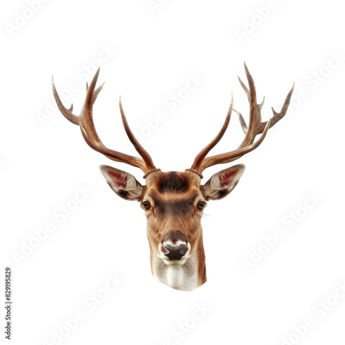 Deer Head With Elegant Antlers , Isolated On Transparent Background, For Design And Printing