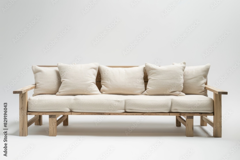 Fototapeta premium Long white bench on background