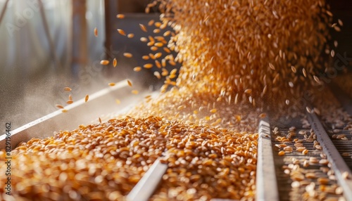 Machine drying and antibacterial treatment of freshly harvested wheat grains at the factory photo