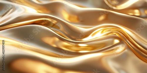 Golden silk fabric shimmering with elegant waves and luxurious texture