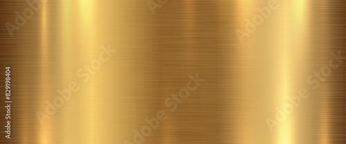 Gold brushed steel metal texture banner background, vector illustration.
