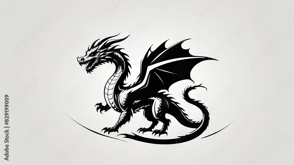 Naklejka premium AI image generated dragon logo